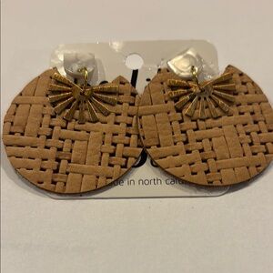 Boho Tan and Gold Handmade Be like Missy Woven Earrings